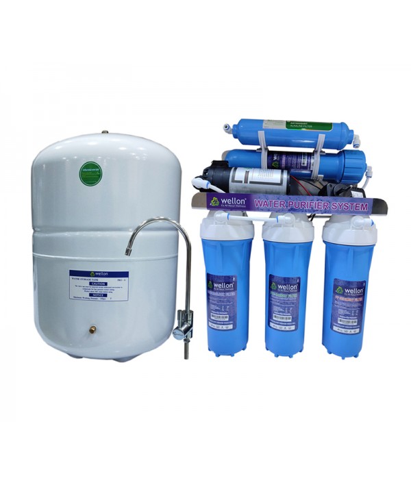 Wellon Blue 15 LPH UNDERSINK RO+UV+Alkaline SYSTEM with 22 Liters Pressure Storage Water Tank